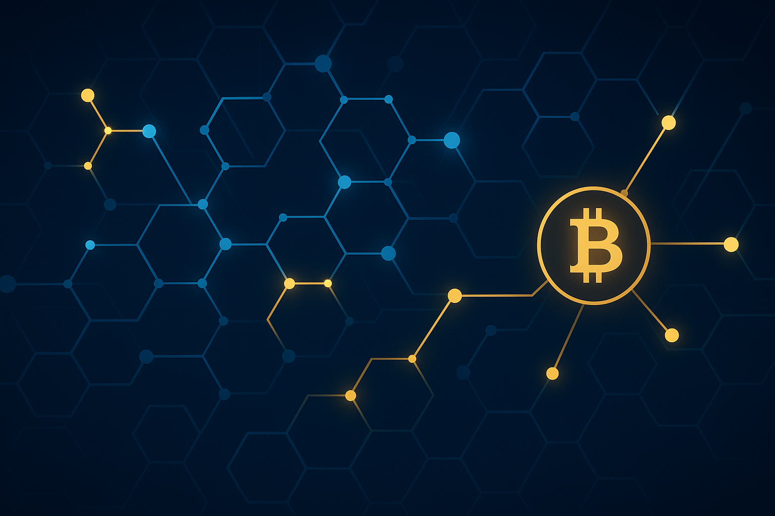 Abstract digital network representing blockchain and cryptocurrency